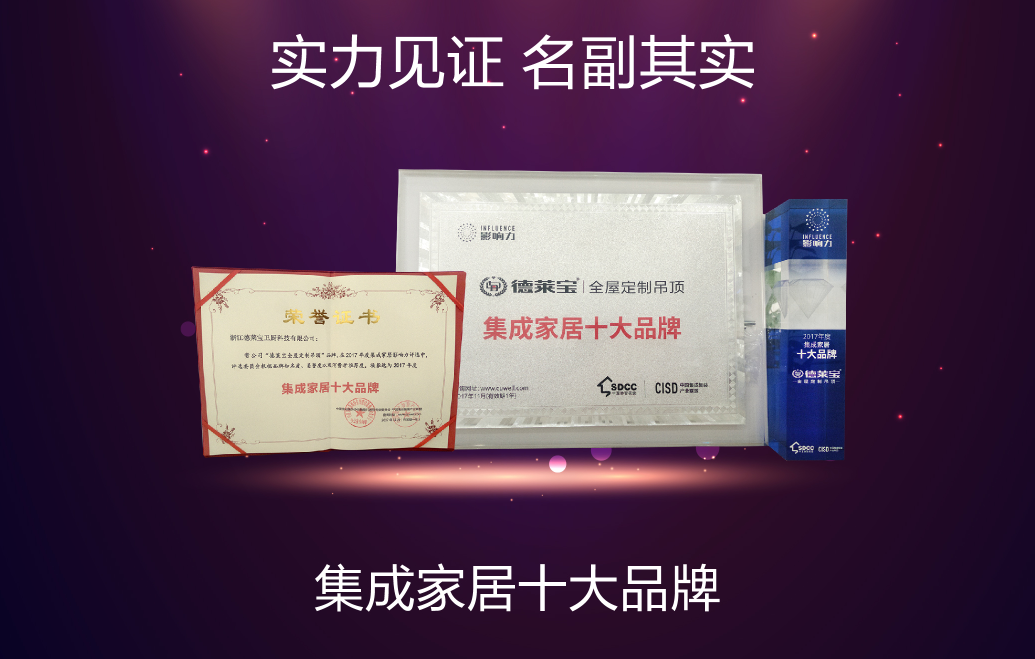 德萊寶榮獲“集成家居十大品牌”、“集成吊頂十大品牌”雙料大獎(jiǎng)！
